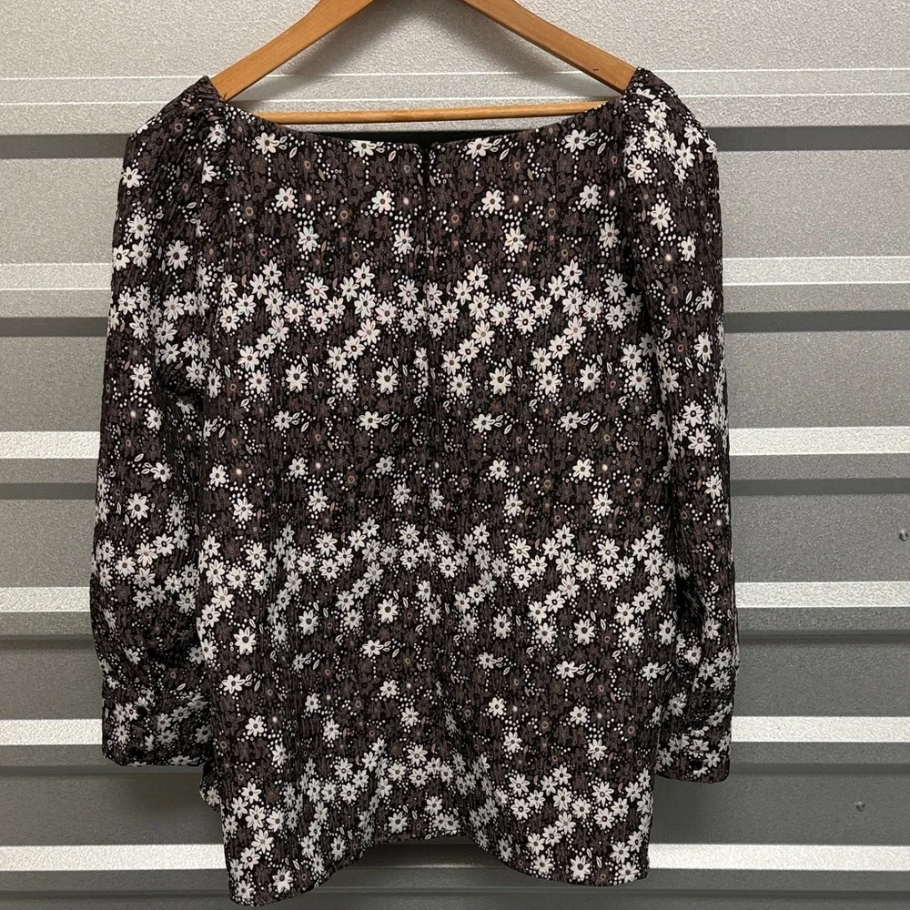 Tuckernuck Puff Sleeve Square Neck Floral Top‎ Size XXL Feminine Office Blouse